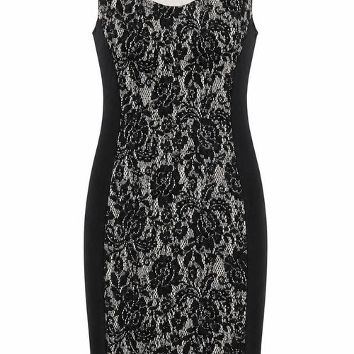 Agenda Womens Black Floral Polyester Pencil Dress Size 8 Scoop Neck Pullover