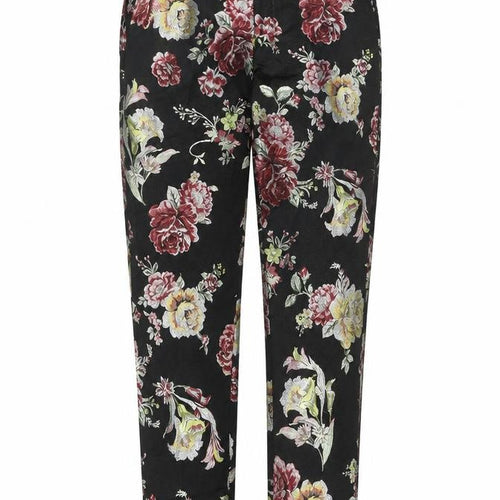 Eight Paw Womens Multicoloured Floral Cotton Trousers Size 32 in Regular Hook & Eye