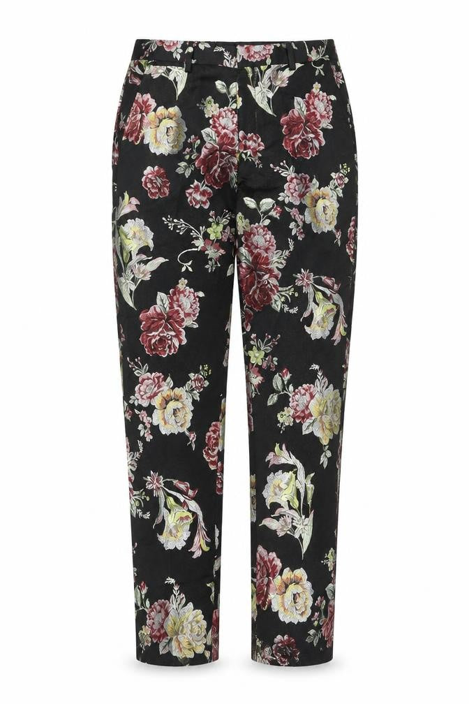 Eight Paw Womens Multicoloured Floral Cotton Trousers Size 32 in Regular Hook & Eye