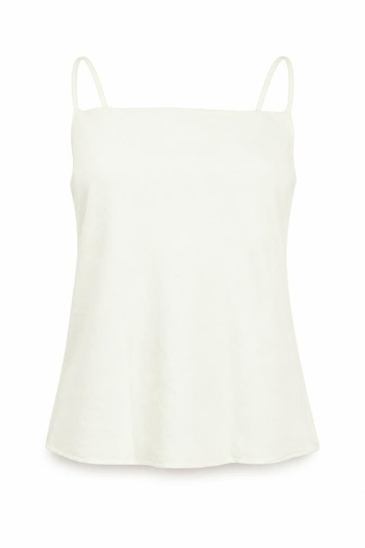 Front view of Mango women’s ivory polyester basic tank, size S, square neck