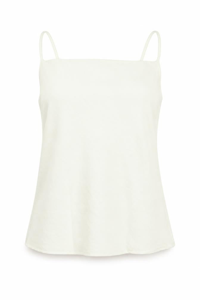 Mango Womens Ivory Polyester Basic Tank Size S Square Neck