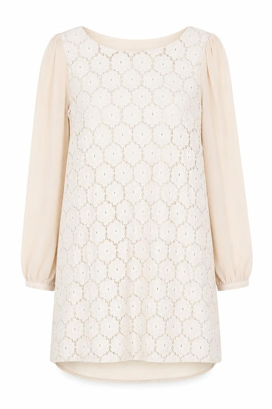 Front view of Atmosphere women’s beige polyester shift, size UK 12, round neck pullover