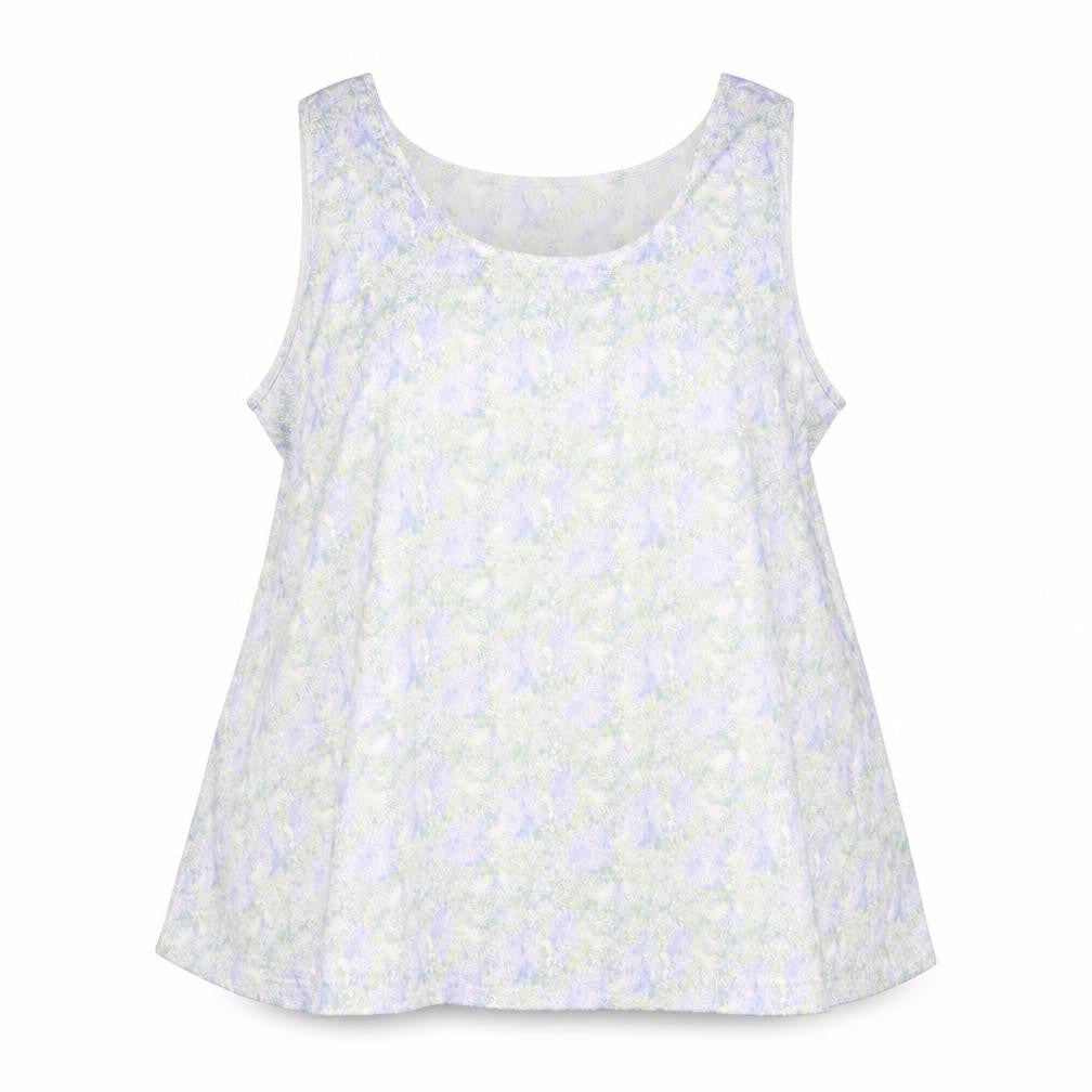 Marks & Spencer Womens White Geometric Polyester Basic Tank Size 22 Round Neck