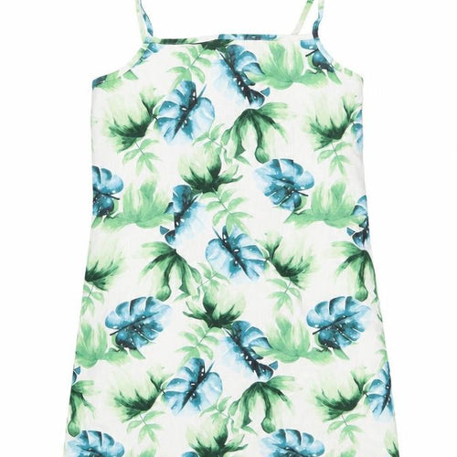 Jack Wills Womens White Geometric Linen Mini Size 8 Square Neck Zip