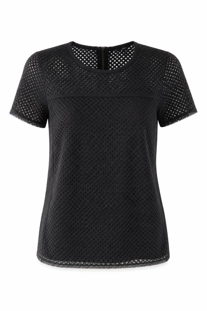 Front view of Next women’s black cotton basic t-shirt, size UK 10, round neck