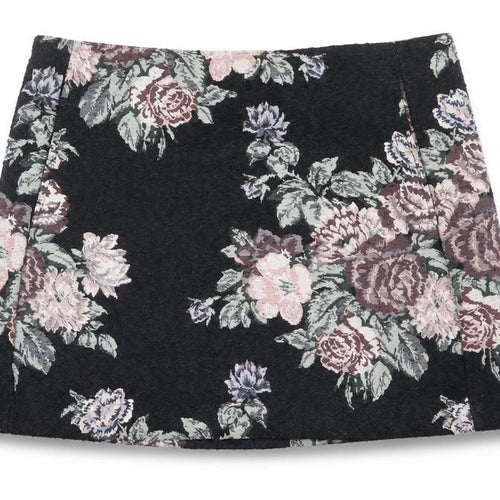 Pins & Needles Womens Black Floral Polyester A-Line Skirt Size S Zip