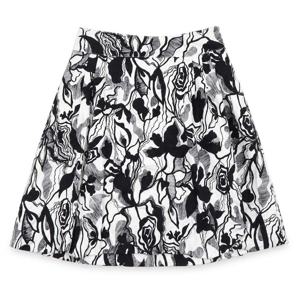 Mango Womens Multicoloured Geometric Cotton Flare Skirt Size M Zip