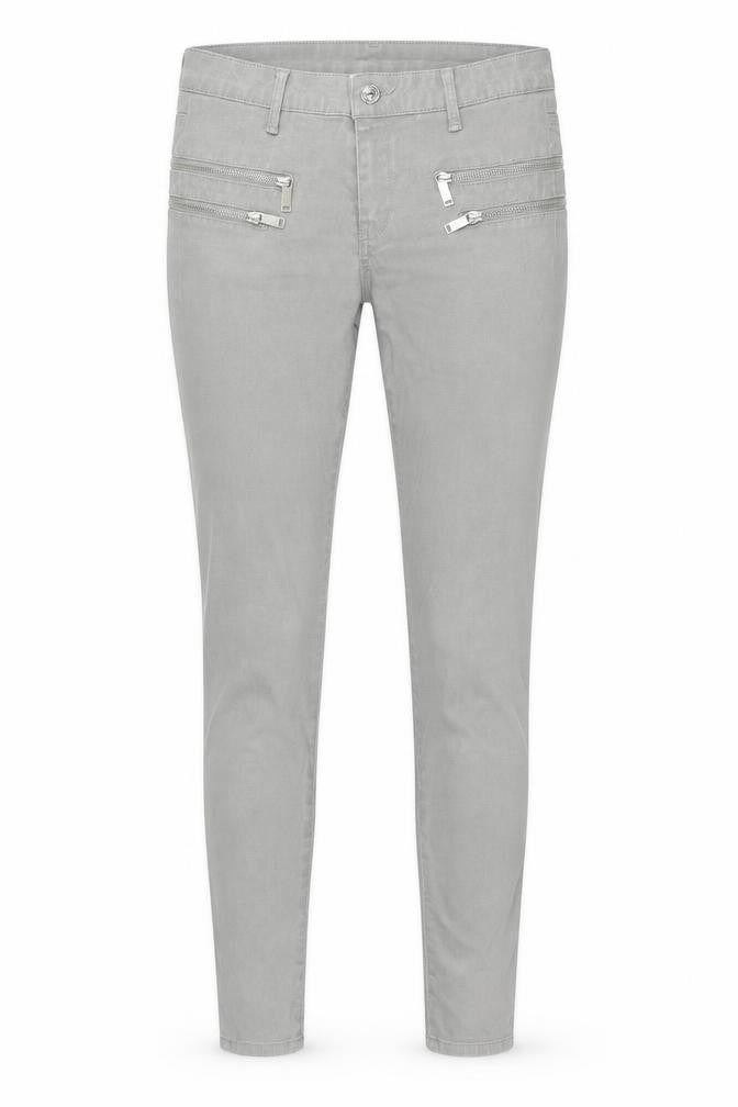 Front view of Zara women’s grey polyester skinny jeans, size UK 8, regular button