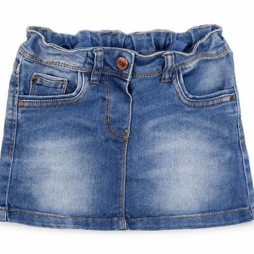 Evie Angel Girls Blue Cotton Mini Skirt Size 3 Years Regular Button
