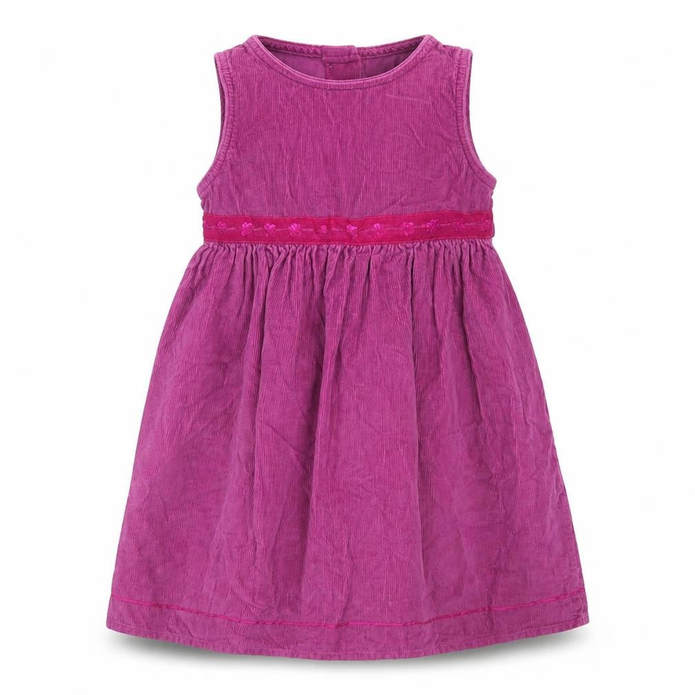 BHS Girls Purple Cotton A-Line Size 3XL Round Neck Button
