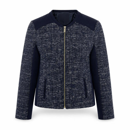 Front view of Next women’s blue jacket, size UK 12, zip