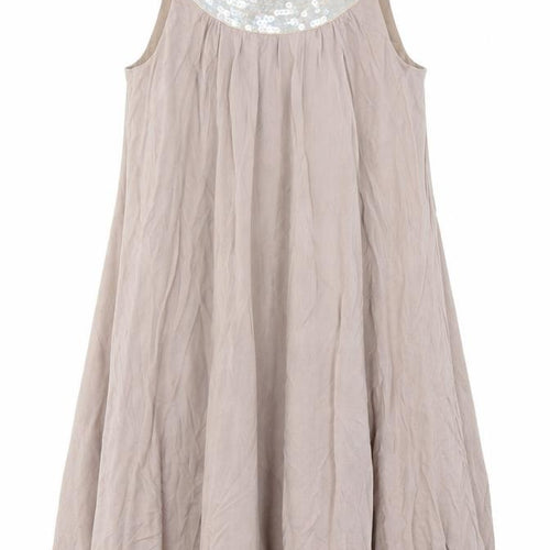 Preworn Womens Beige Polyester Trapeze & Swing Size 10 Round Neck Pullover - Embellished Neckline