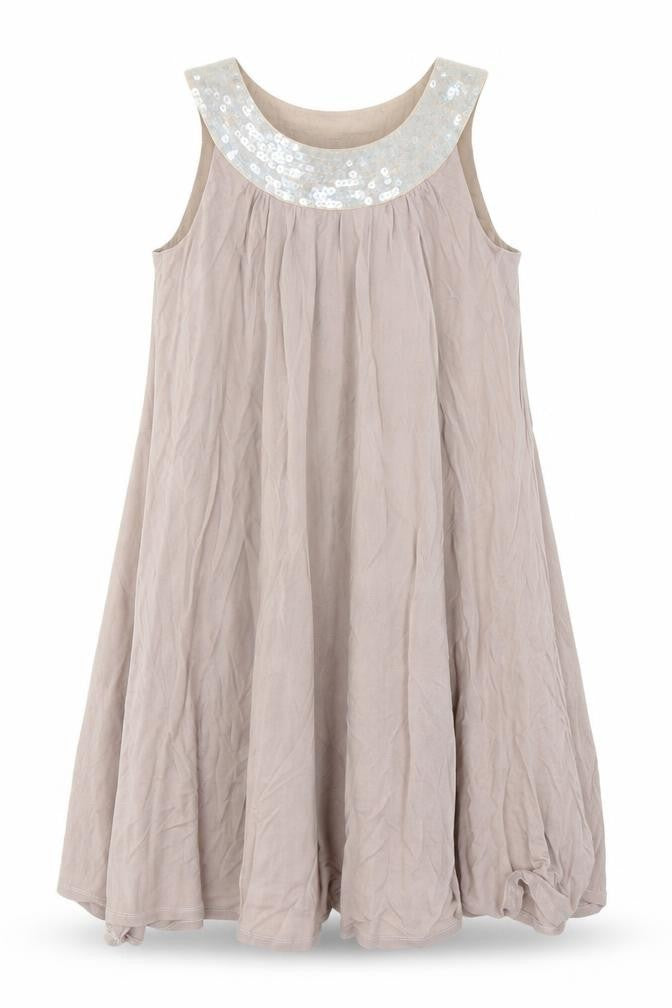 Preworn Womens Beige Polyester Trapeze & Swing Size 10 Round Neck Pullover - Embellished Neckline