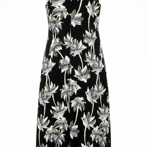 Marks and Spencer Womens Black Floral Cotton A-Line Size 8 Round Neck Pullover