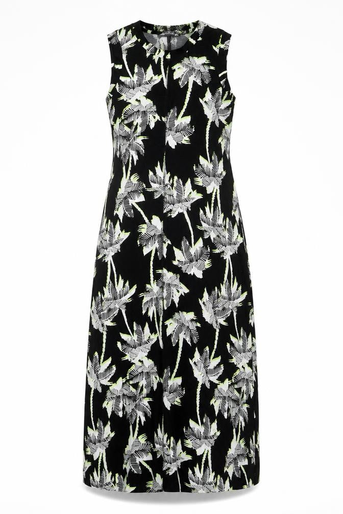 Marks and Spencer Womens Black Floral Cotton A-Line Size 8 Round Neck Pullover