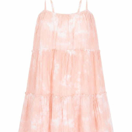 Jessica Simpson Womens Pink Tie Dye Viscose Trapeze & Swing Size 8 Square Neck Pullover - Tiered