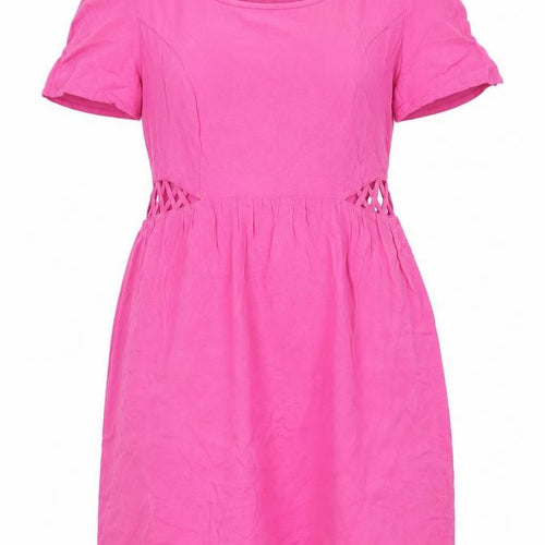 Warehouse Womens Pink Viscose T-Shirt Dress Size 10 Boat Neck Pullover