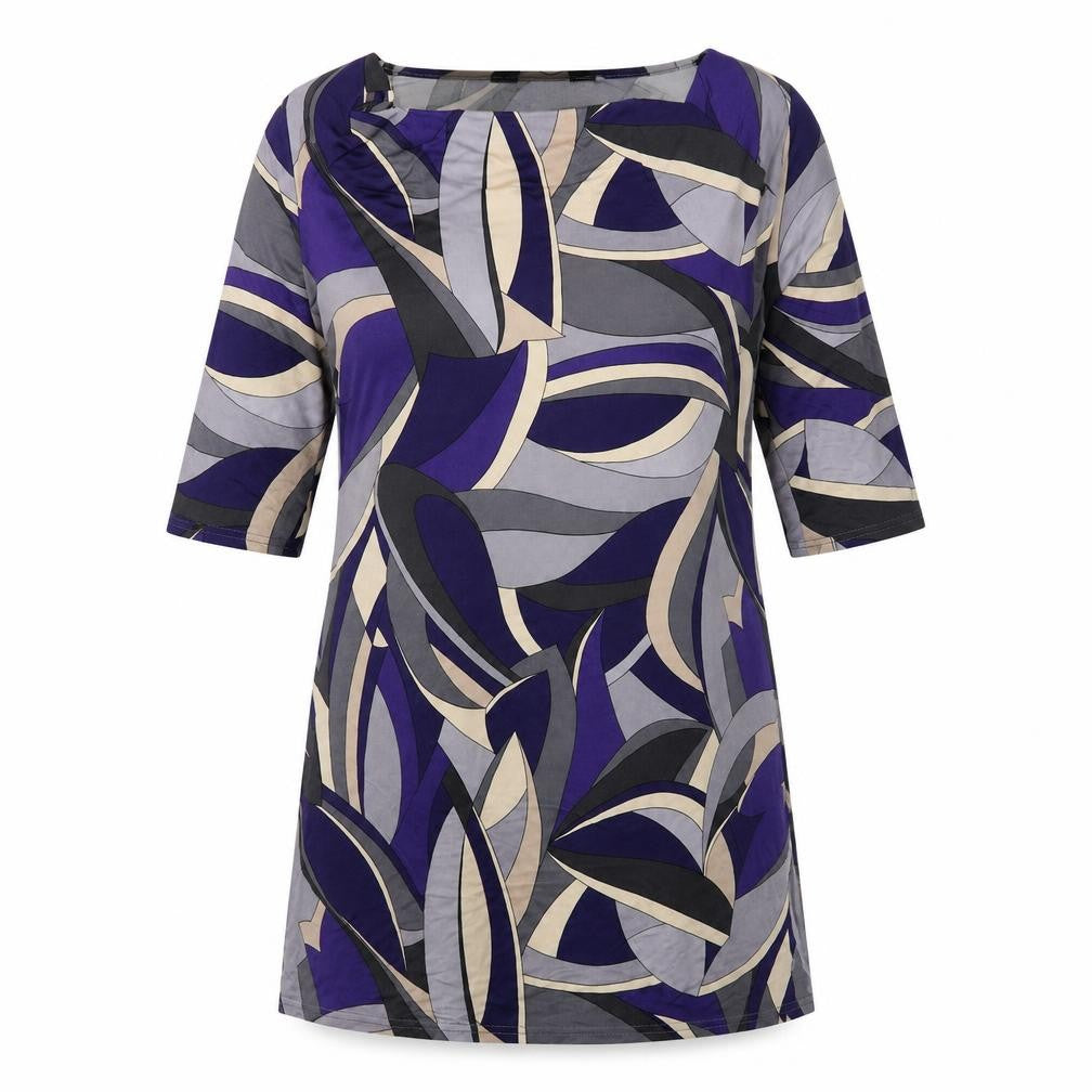 Front view of Dorothy Perkins women’s multicoloured geometric viscose shift, size UK 10, cowl neck pullover
