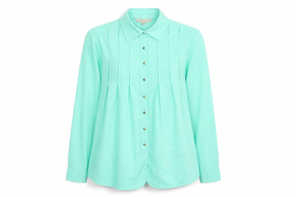 Yessica Womens Green Polyester Basic Button-Up Size 10 Collared