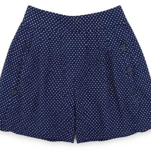POP Womens Blue Polka Dot Cotton Culotte Shorts Size 26 in Regular Zip