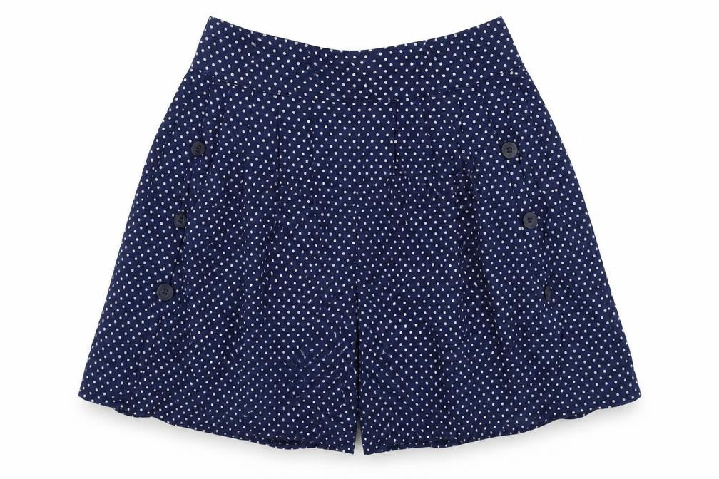 POP Womens Blue Polka Dot Cotton Culotte Shorts Size 26 in Regular Zip