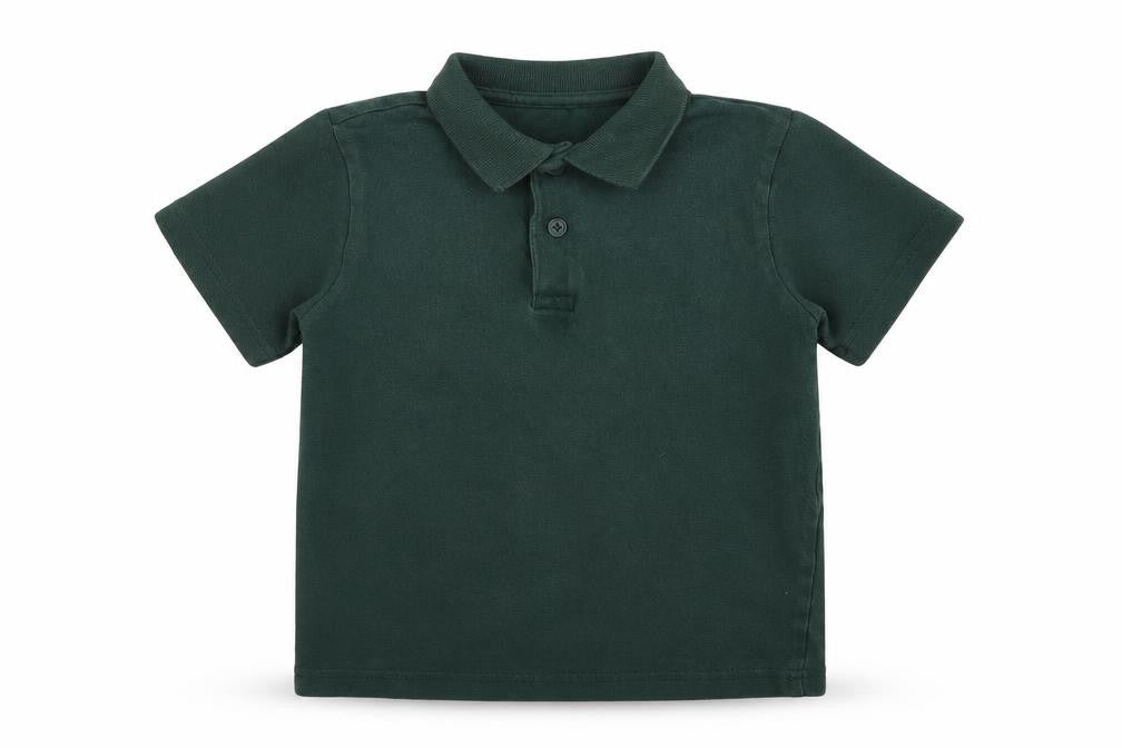 Tu Boys Green Cotton Basic Polo Size 5 Years Round Neck Pullover
