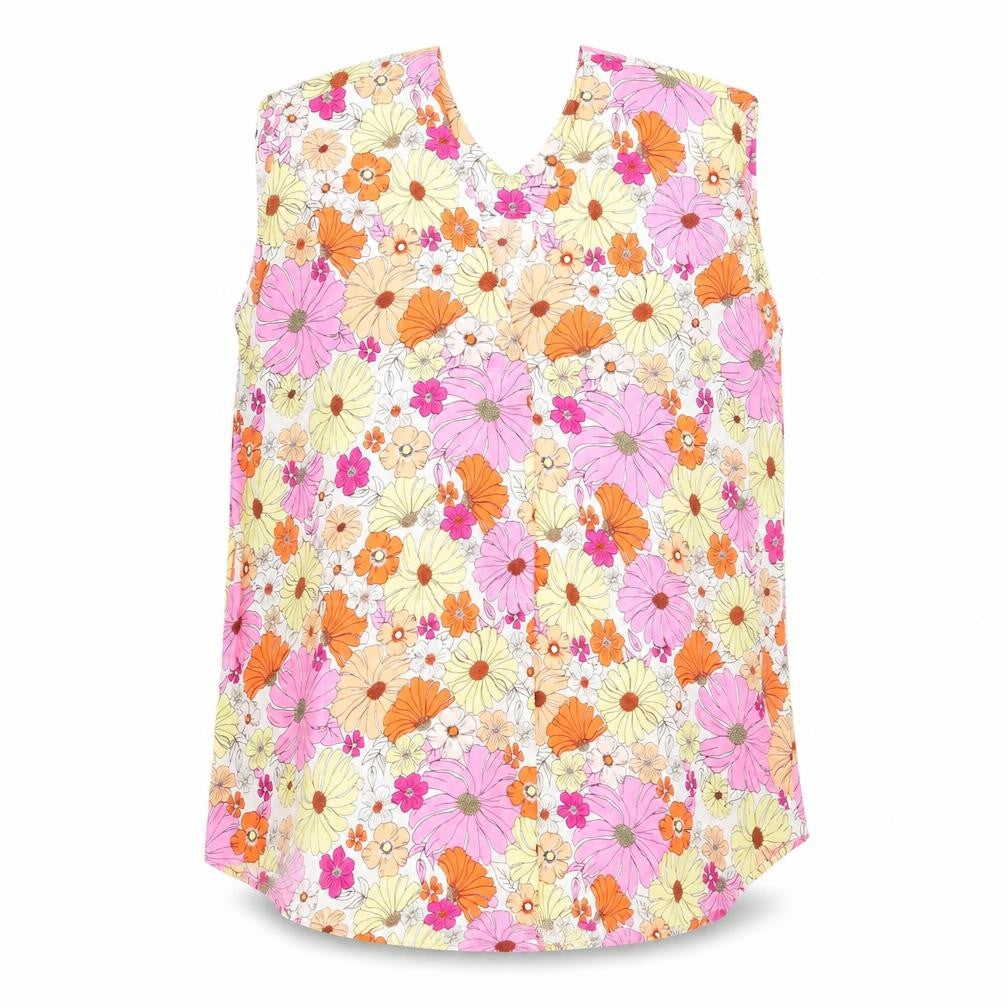 Front view of Marks & Spencer women’s multicoloured floral polyester basic tank, size UK 22, v-neck