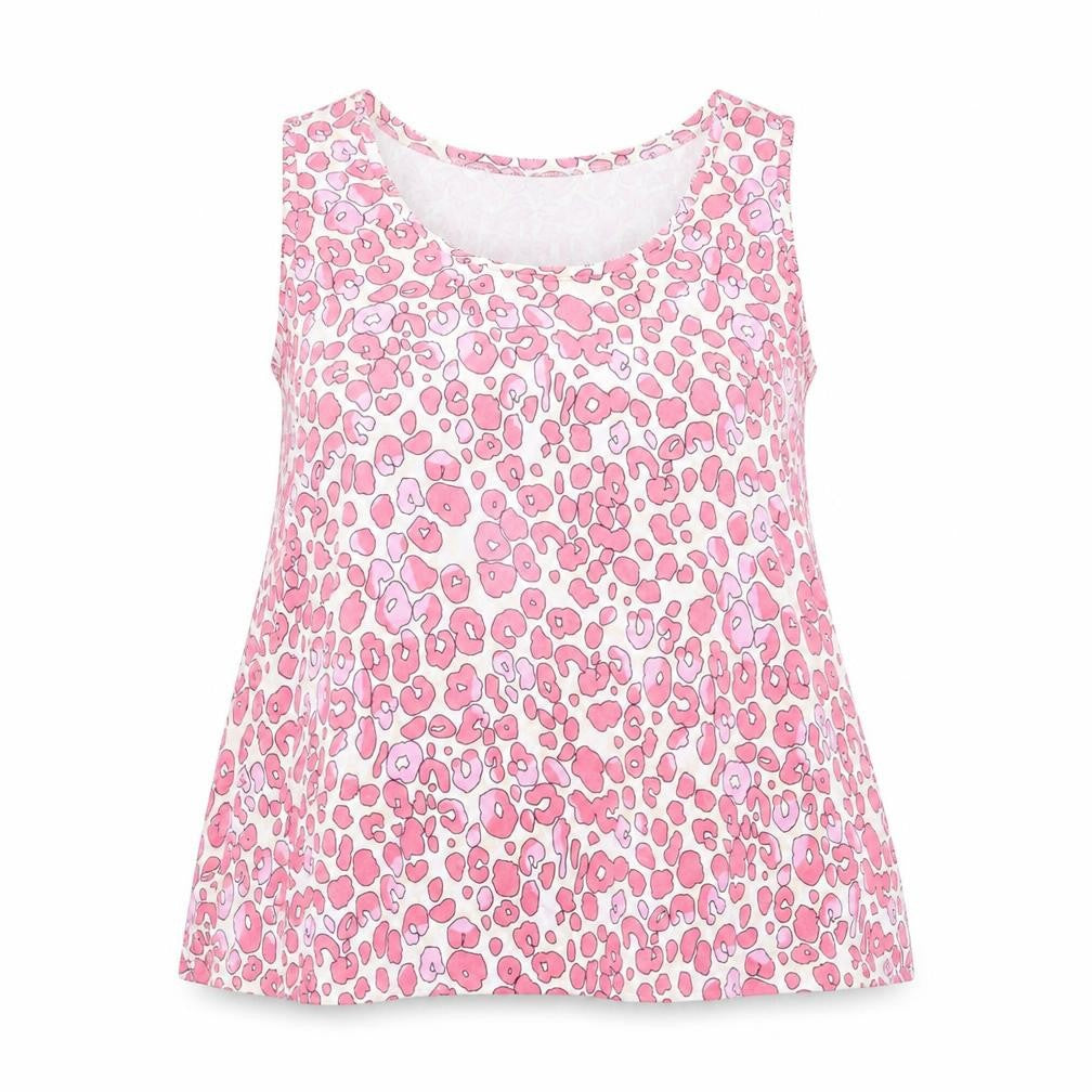 Marks and Spencer Womens Pink Animal Print Polyester Basic Tank Size 18 Scoop Neck - Leopard Print
