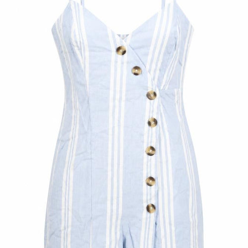 Japna Womens Blue Striped Cotton Playsuit One-Piece Size S Zip