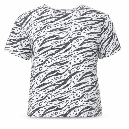 Topshop Womens White Animal Print Polyester Basic T-Shirt Size 8 Round Neck - Zebra Print