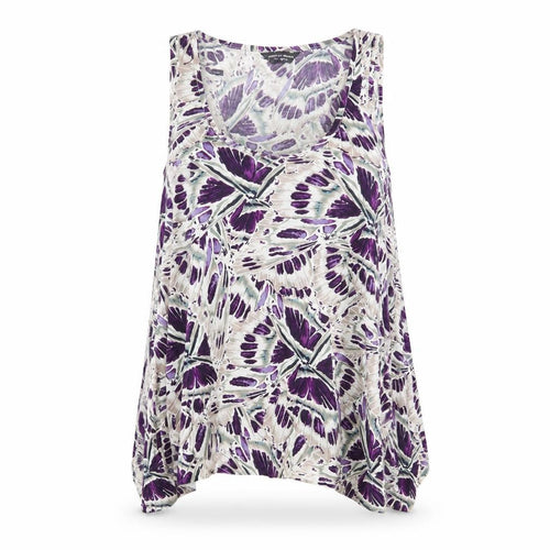 Dorothy Perkins Womens Purple Geometric Viscose Basic Tank Size 12 Scoop Neck
