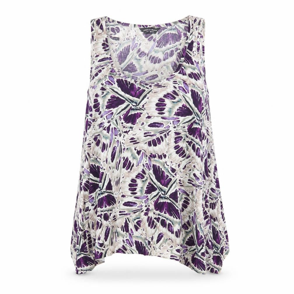Dorothy Perkins Womens Purple Geometric Viscose Basic Tank Size 12 Scoop Neck