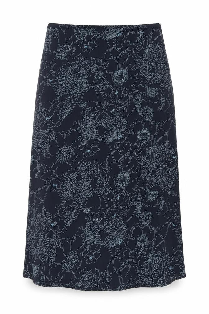ELVI Womens Blue Floral Polyester Straight & Pencil Skirt Size 36 Zip