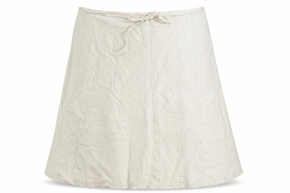 Concetti Womens Beige Linen A-Line Skirt Size 24 Tie