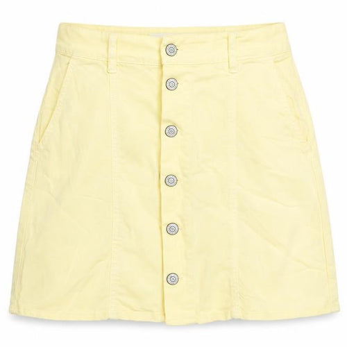 Mango Womens Yellow Cotton A-Line Skirt Size 4 Button