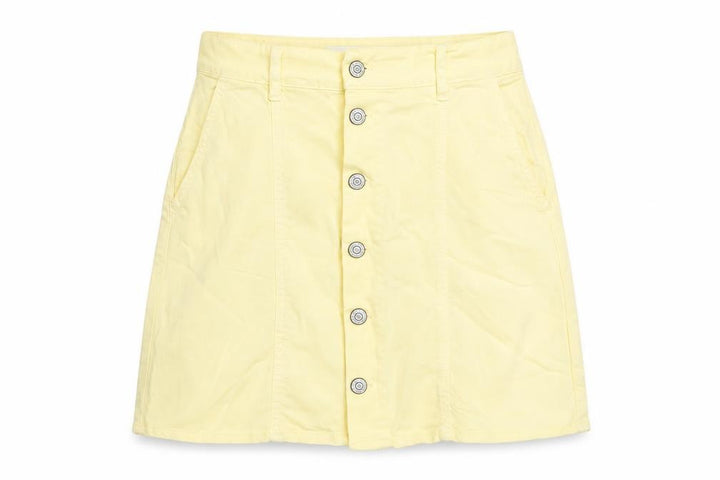 Mango Womens Yellow Cotton A-Line Skirt Size 4 Button