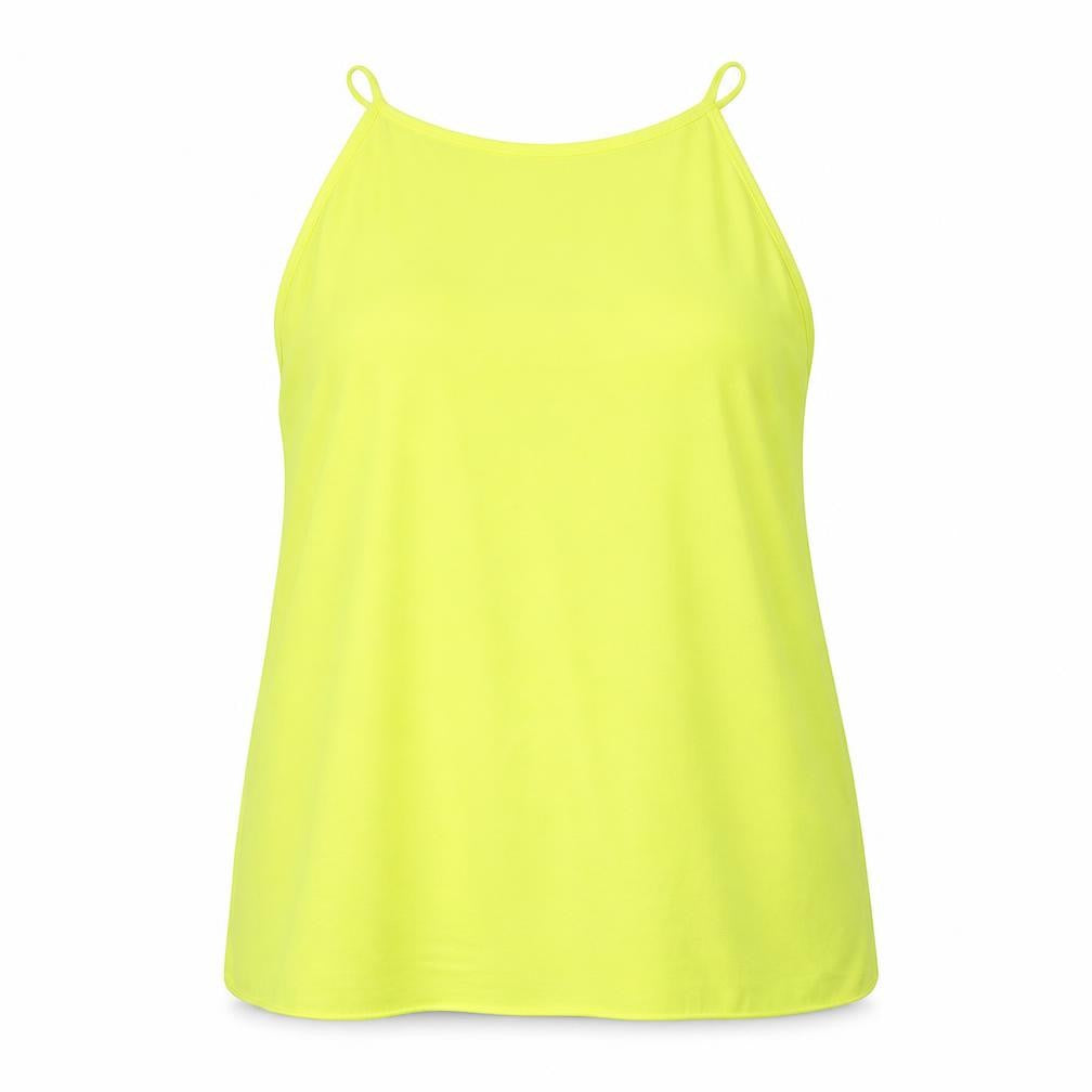 Miss Selfridge Womens Yellow Polyester Basic Tank Size 14 Round Neck