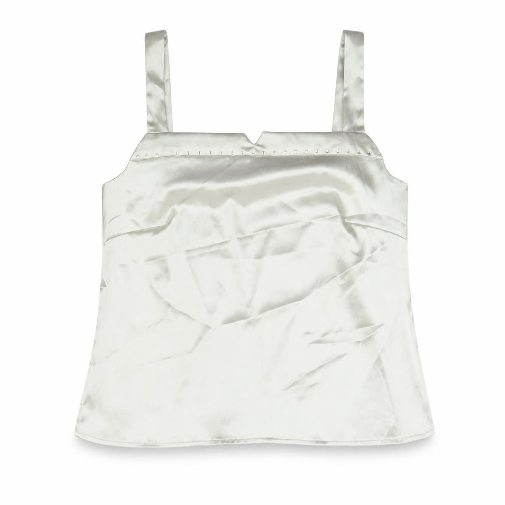 Front view of Roman Originals women’s silver polyester basic tank, size UK 14, square neck
