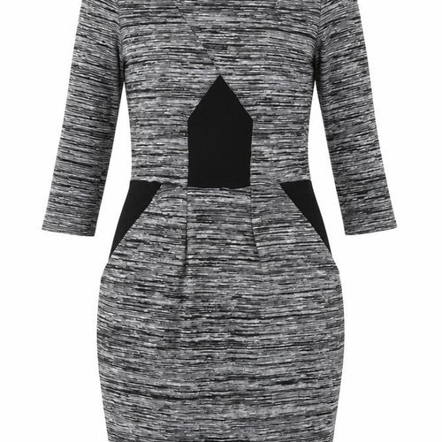 French Connection Womens Grey Polyester Pencil Dress Size 10 Boat Neck Zip
