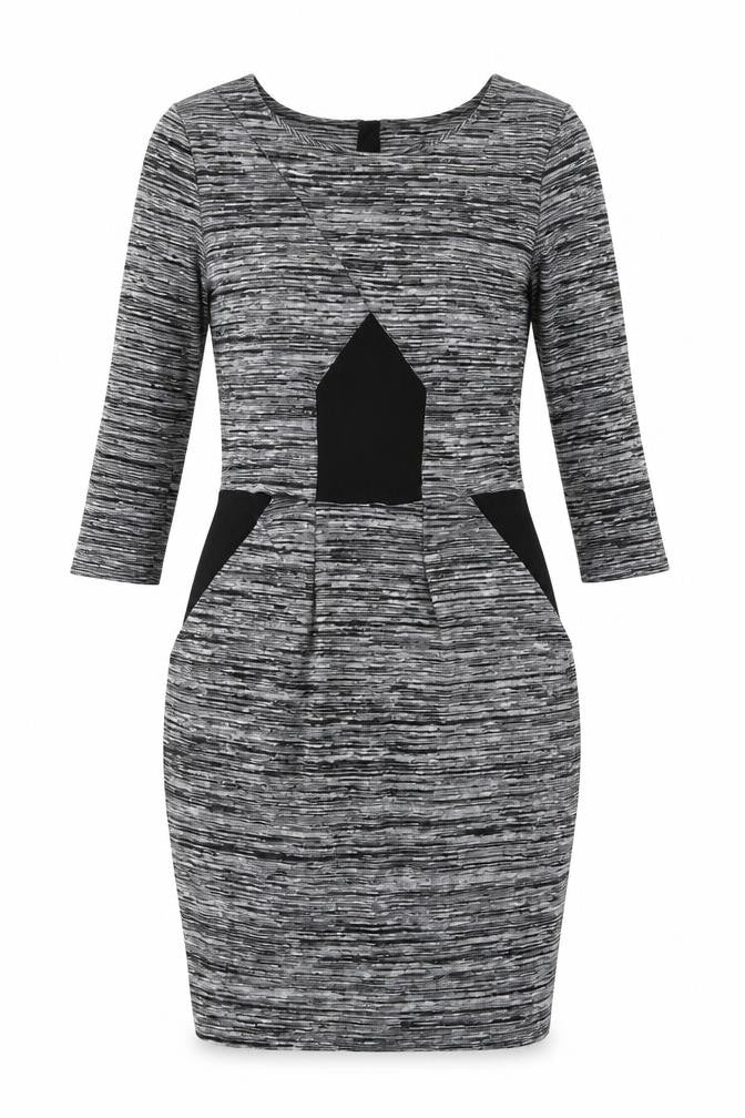 French Connection Womens Grey Polyester Pencil Dress Size 10 Boat Neck Zip