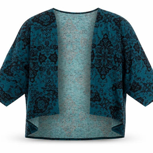Sparkle & Fade Womens Green Square Neck Geometric Polyester Shrug Jumper Size M