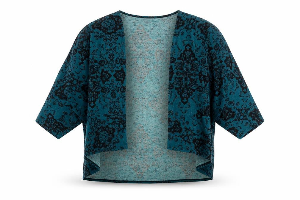 Sparkle & Fade Womens Green Square Neck Geometric Polyester Shrug Jumper Size M
