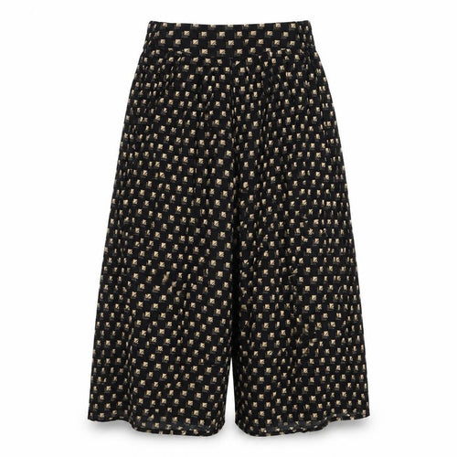 POP Womens Black Geometric Viscose Cropped Trousers Size 28 in Regular Zip