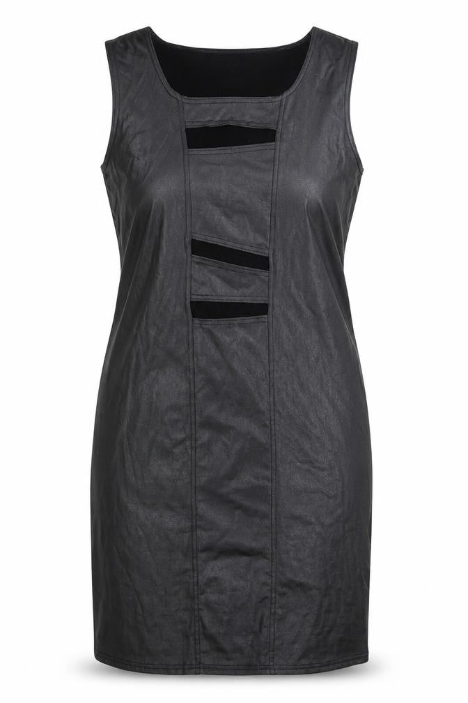 Front view of Kit women’s black polyester pencil dress, size UK 16, boat neck pullover