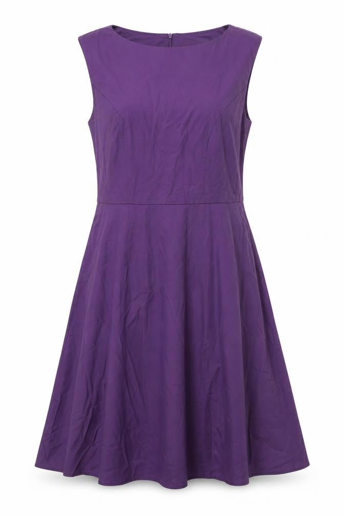 Gardenwed Womens Purple Polyester A-Line Size M Boat Neck Zip