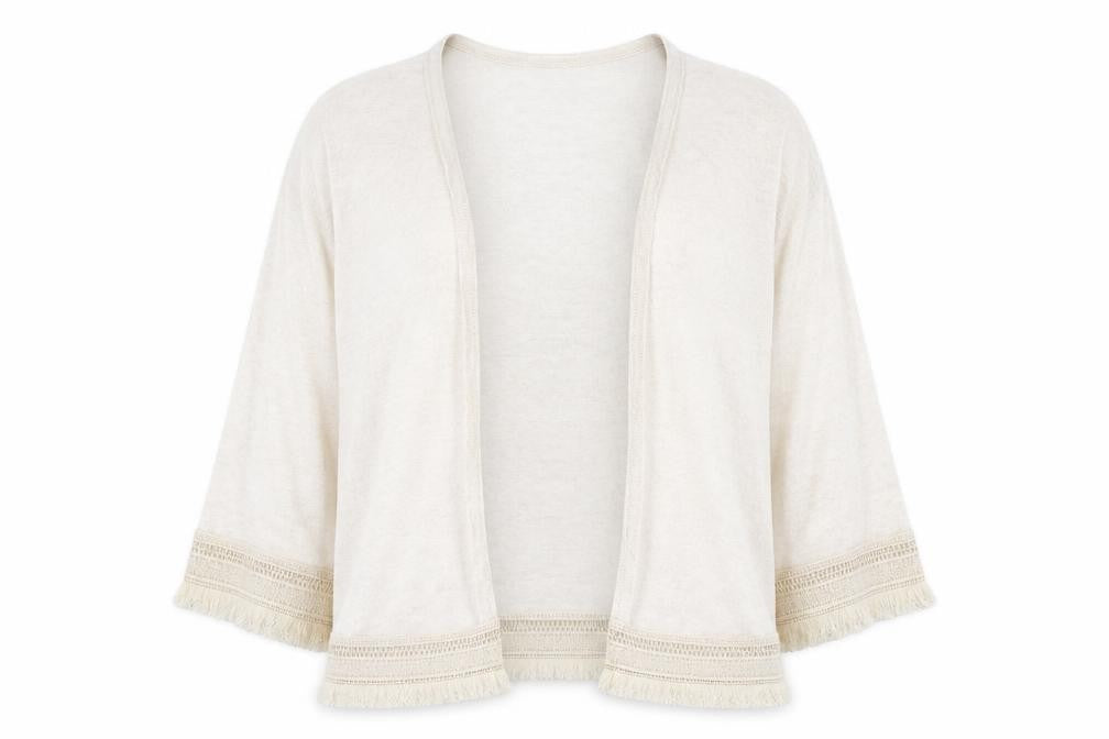 Dorothy Perkins Womens Ivory V-Neck Polyester Shrug Jumper Size L