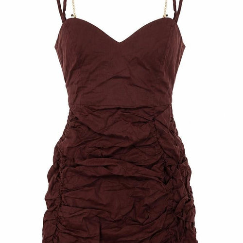 Zara Womens Brown Cotton Mini Size XS Sweetheart Zip - Chain Detail