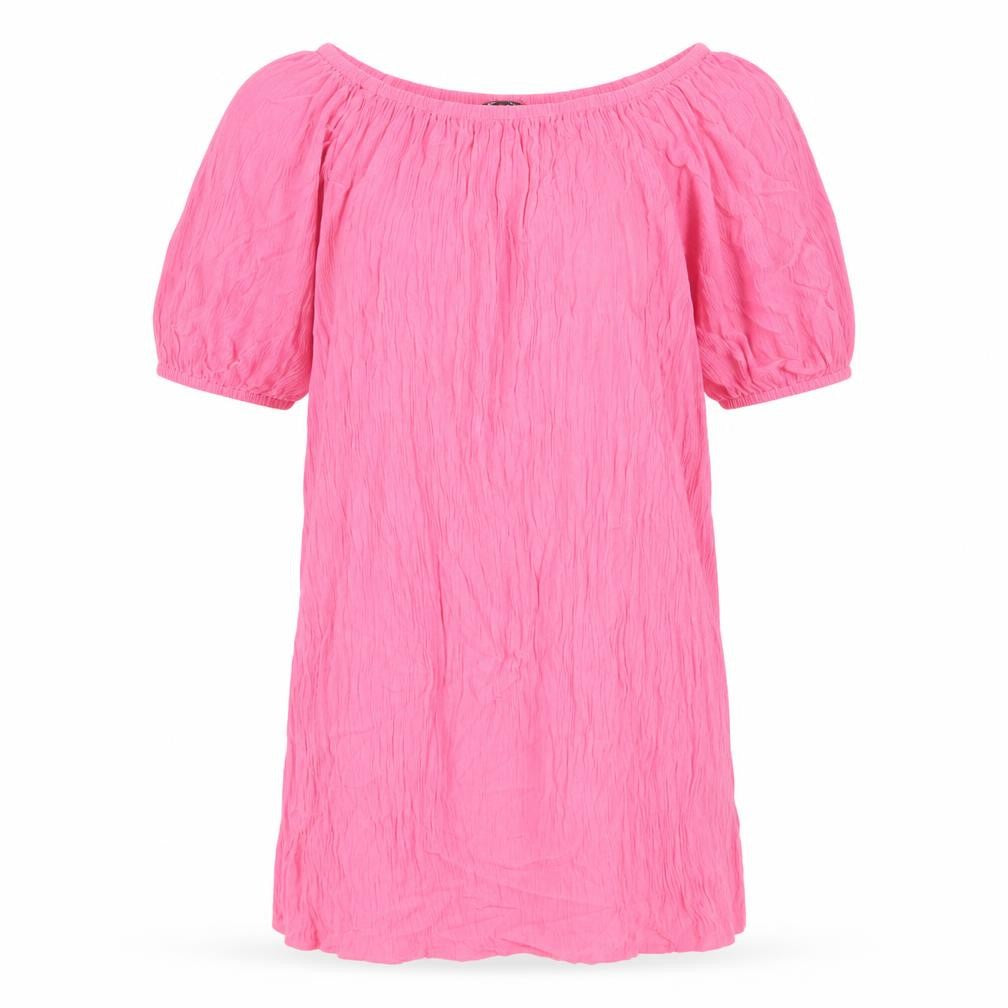 Front view of Marks & Spencer women’s pink viscose shift, size M, off the shoulder pullover
