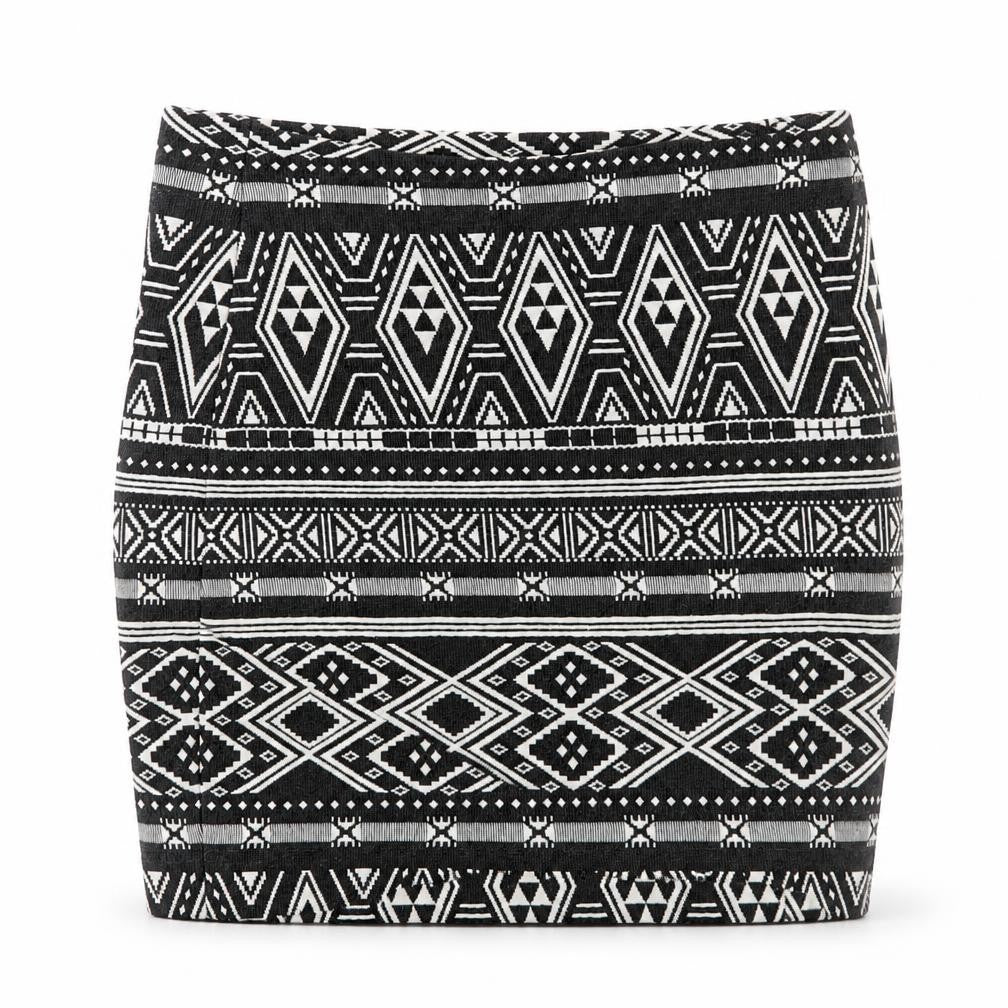 H&M Womens Black Geometric Polyester Straight & Pencil Skirt Size S