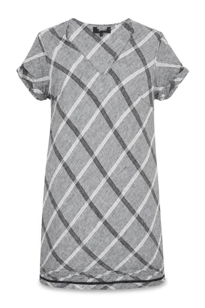 Womens Grey Geometric Polyester Shift Size 10 V-Neck Pullover